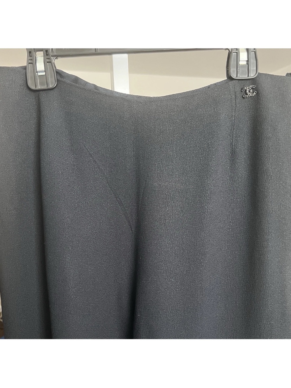 VTG Chanel Straight Leg ‘CC’ Trousers Navy SZ 38 Crepe Office Old Money Classic - Picture 5 of 15